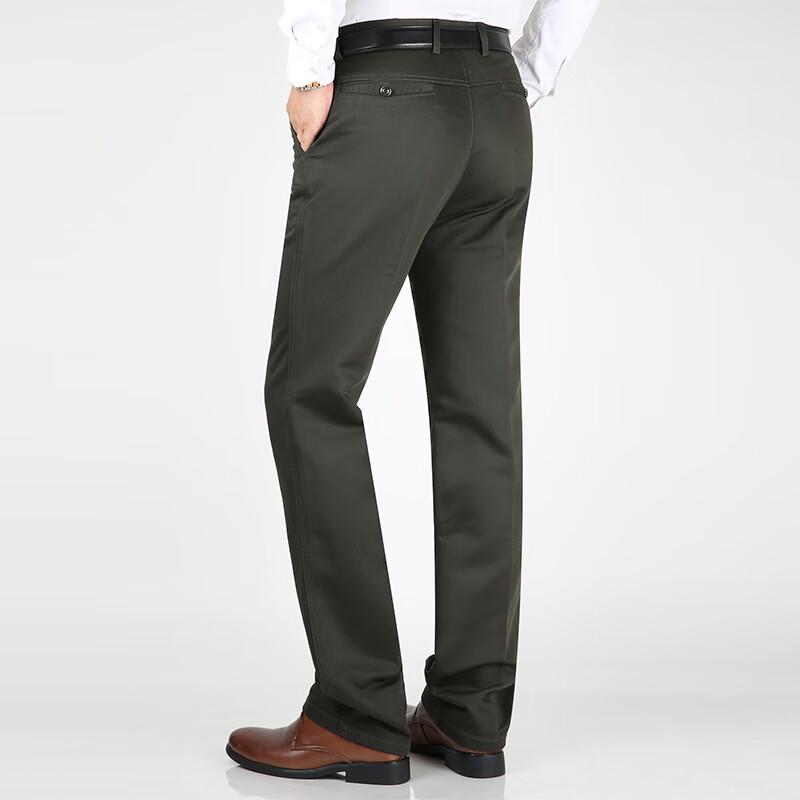 ROMON Men's Autumn/Winter Thickened Business Casual Straight-Leg Pants