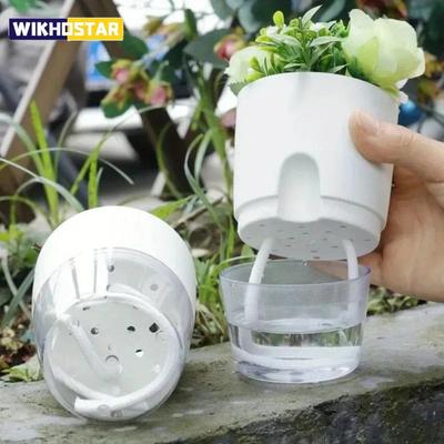 Selbstbewässernder Plastikblumentopf Doppelschicht Hydroponik Pflanzen Bonsai Topf Vasen Sukkulenten Topfpflanze Haus Büro Dekoration