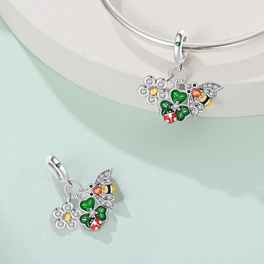 Genuine Beautiful Charm Copper Bee Flower Pendants Bead Fits Bracelets Women Jewellery Crafting DoItYourself Gifts