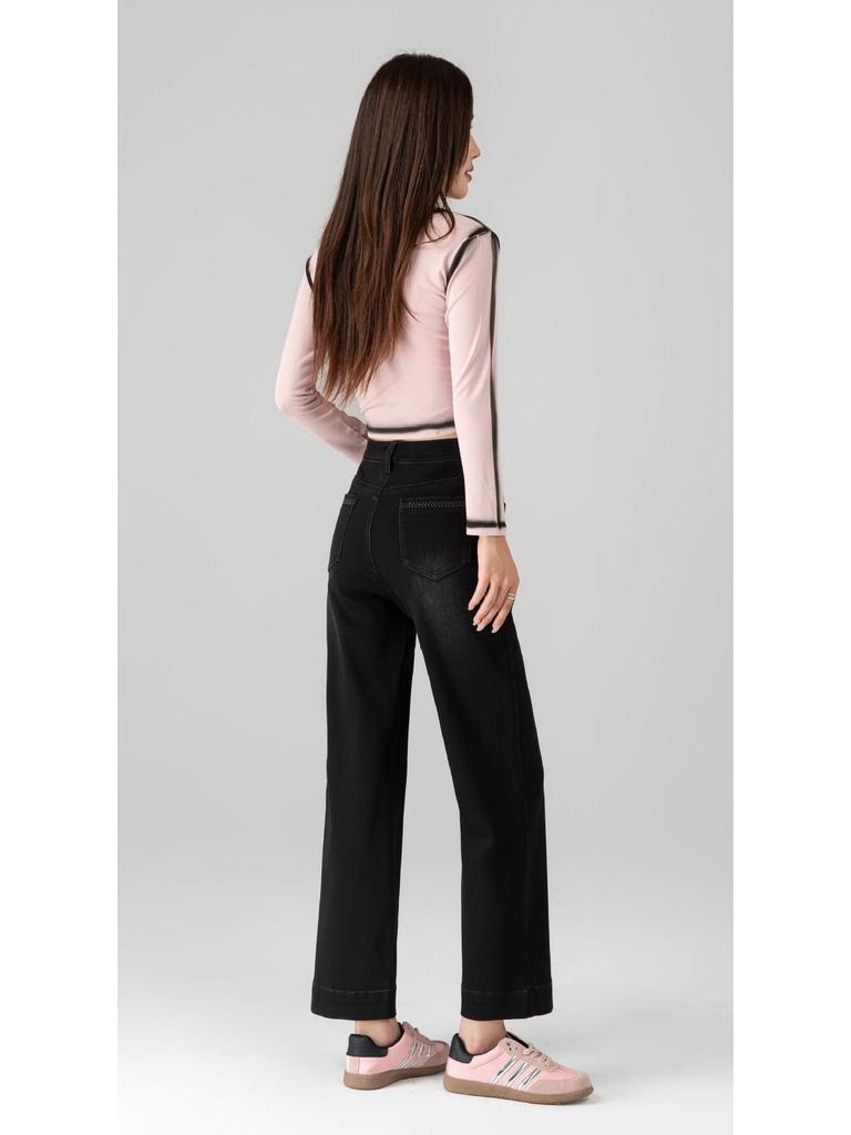 360 High Waist Cropped Straight Leg Cane Denim Jeans For Women - Versatile Casual Style