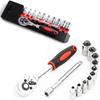 LSLANSOON 12-Piece Socket Wrench Set (Hexagon with Holder), 6.35mm (1/4") Drive, Socket Wrench, Ratchet Wrench, Ratchet Set, Handlebar, Vehicle Mainte