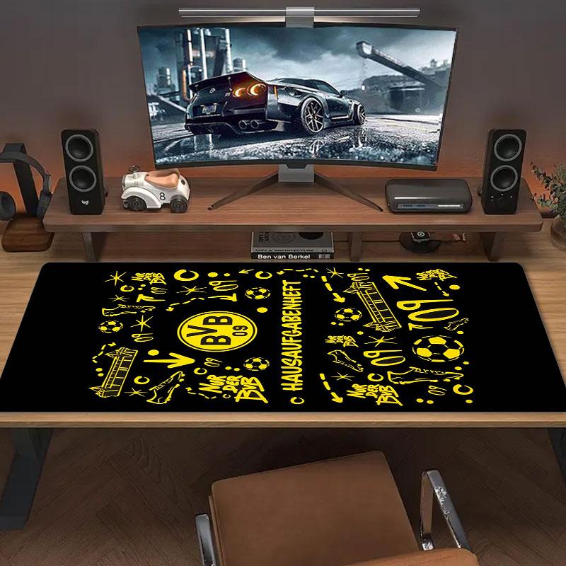 Dortmund Team Logo Mauspade, Große Gaming Schreibtischmatte, Rutschfestes XXL Mauspade für Laptop & Tablet, Mini-PC Spielmatte mit Genähten Kanten