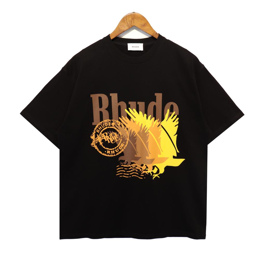 24SS New American Vintage High Street RHUDE Simple Letter Print Couple Street Loose Casual Versatile Pure Style