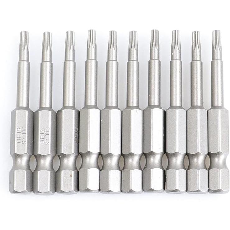 50mm 10Pcs OR 13Pcs Set Security Tamper Proof Magnetic Screwdriver Drill Bit Screw Driver Bits Hex Torx Flat Head 1/4" Hand Tool Screwdriver(T30