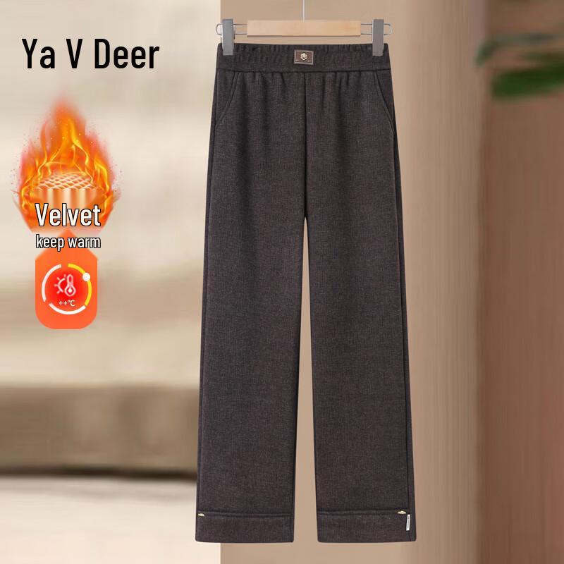 Yalu Women s Fleece-Lined Wool Straight-Leg Pants 2XL