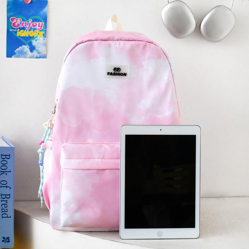 Dreiteiliges Rucksack-Set Nylon Grundschüler Tie-Dye Schultasche Damen Rucksack mit großem Fassungsvermögen mit Lunchtasche