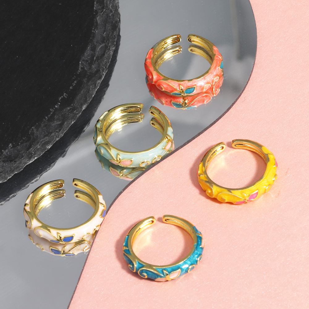 Women's Ring Minimalist Gold- Geometric Rings For Women Dainty Bijoux Female Enamel Ring Wedding Jewelry Party Accessories