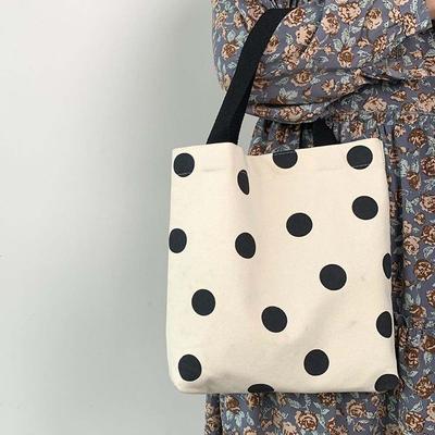 Tote Polka Dot For Students Korean Canvas Bag Women Shoulder Bags Shopping Books Bags Student Bags