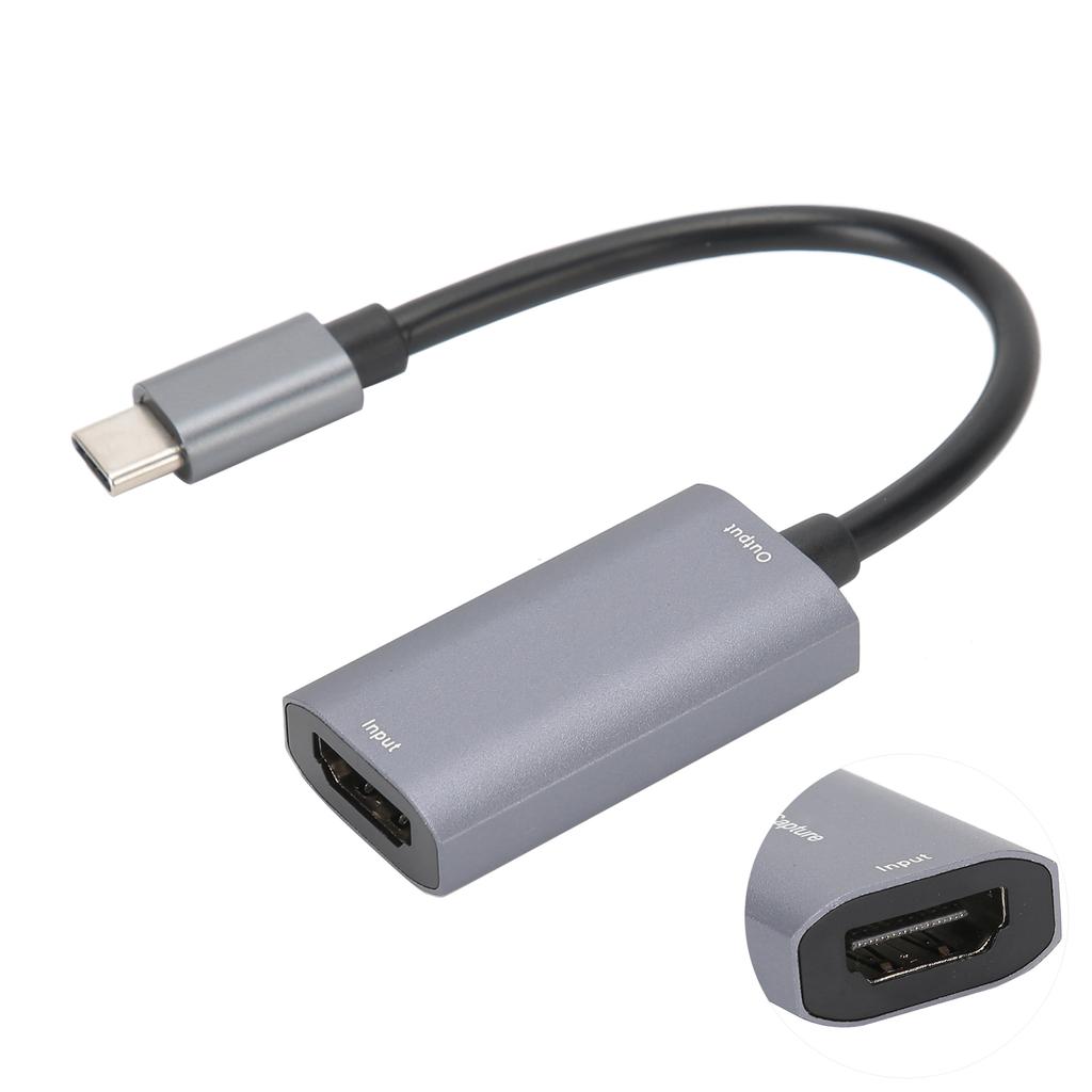 Portable Video Capture Card Equipment HDMI F To Type C M Maximum Support 1080P Gray