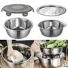 4 Pcs Kitchen Mixing Bowls with Grater Lid Stainless Steel Construction