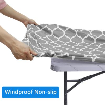 3-teiliges Picknicktisch-Set, rechteckig, für den Außenbereich, Polyester, wasserdicht, mit Holzmaserung, für Camping und Party-Dekoration