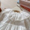 Girls Spring Autumn Embroidered Collar Ruffle Long Sleeve Princess Dress Elegant Party Wear