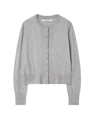 Parakeet Multi-Button Cotton Round Cardigan (Melange Gray)