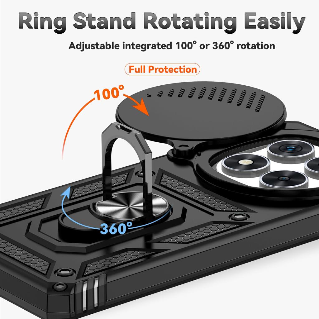 For Xiaomi Redmi Note 14 Pro 4G Case PC+TPU Phone Cover with Lens Protection Kickstand