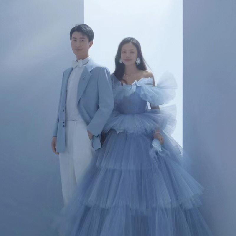 Сукня-топ-труба світла весільна сукня 2025 новий одяг весільна сукня пара кольорова пряжа Морі вечірня сукня