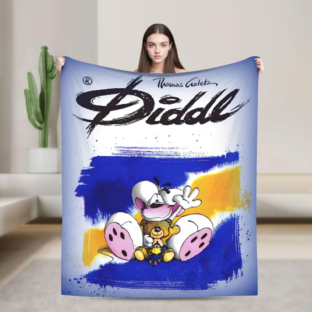 Funny Cartoon D-Diddls Knitted Blankets Coral Fleece Plush Diddl Warm Throw Blankets for Bedroom Sofa Bed Rug