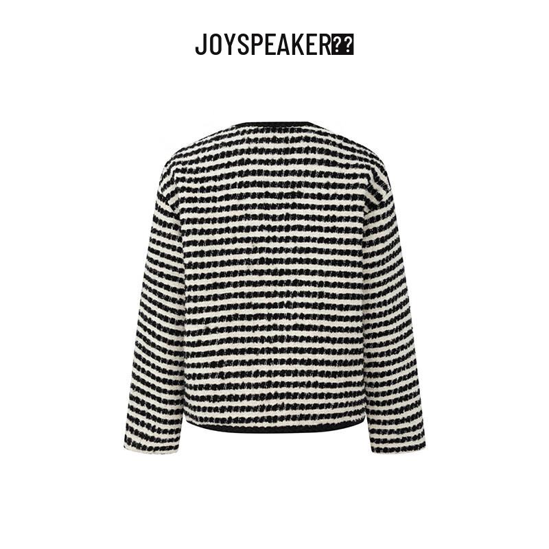 

JOY SPEAKER Women s V-Neck Striped Knit Cardigan L