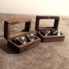 Double Slot Wooden Ring Box Rectangular Jewelry Ring Holder  for Proposal Rings