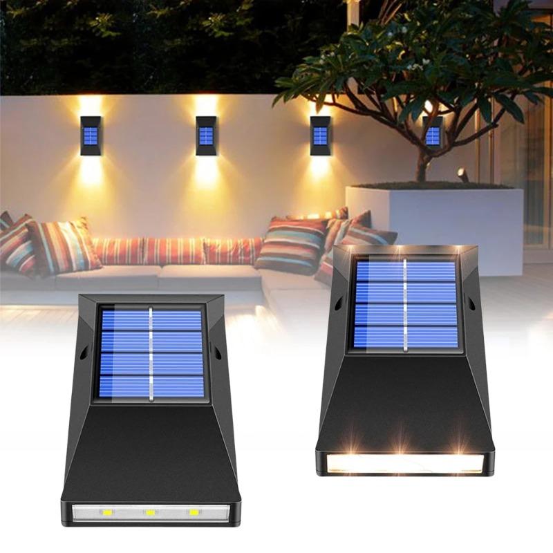 Solární světlo 2000 LM Vodotěsné nástěnné LED světlo Venkovní sluneční světlo Světelné plotové svítidlo Pro zahradu Ulice Krajina Balkon Dekor