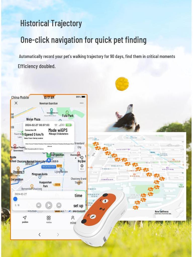 Newman Pet GPS Collar: Waterproof Tracker for Dogs & Cats