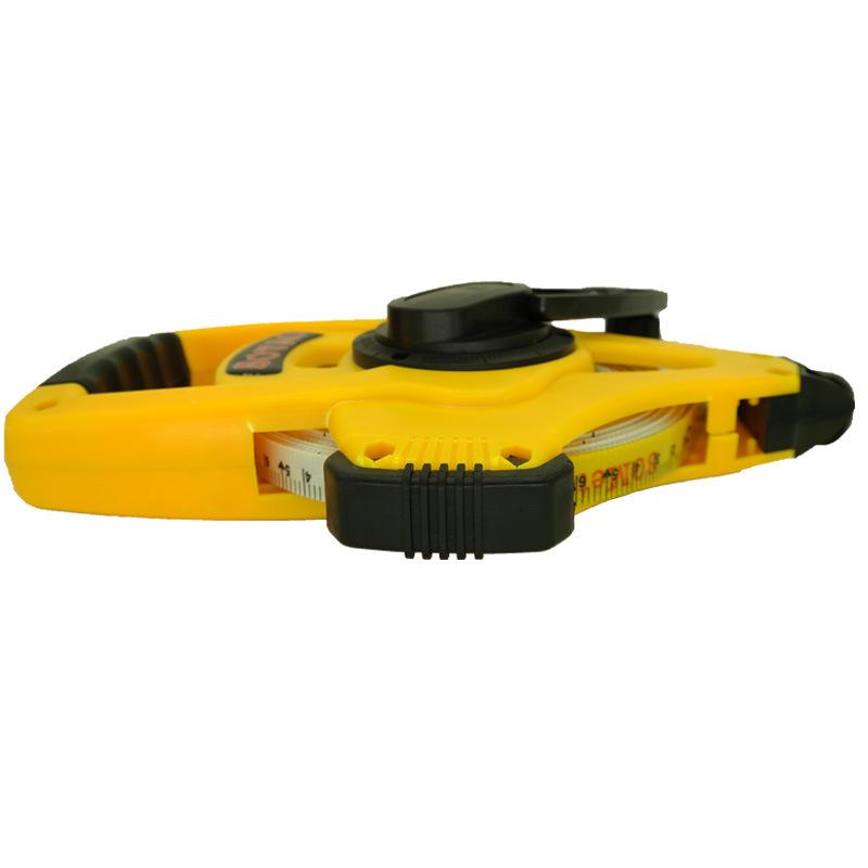 30m Yellow Plastic Shell Steel Frame Measuring Tape with Fiberglass Hand Crank for Engineering Surveying