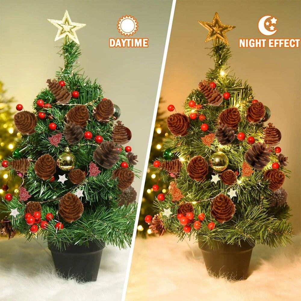 Battery Operated Pinecone Red Berry LED Fairy String Lights Christmas Easter Home Decor Pine Needle Garland Lamp