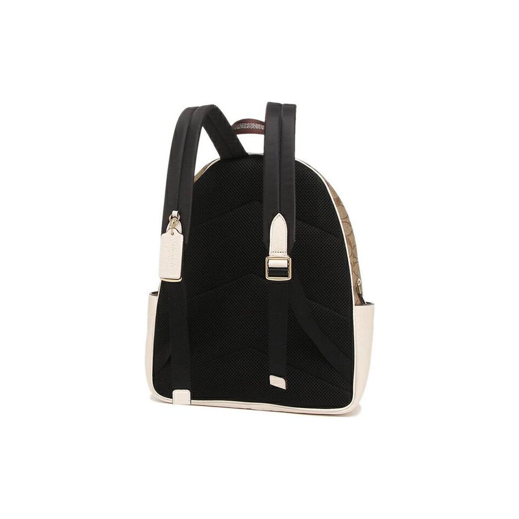 COACH Leather Patchwork With PVC Backpack Large Women's White & Brown Monogram 6495-IMDJ8