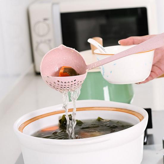 2-In-1 Long Handle Soup Ladle with Strainer Soup Spoon Essential Kitchen Tool for Cooking