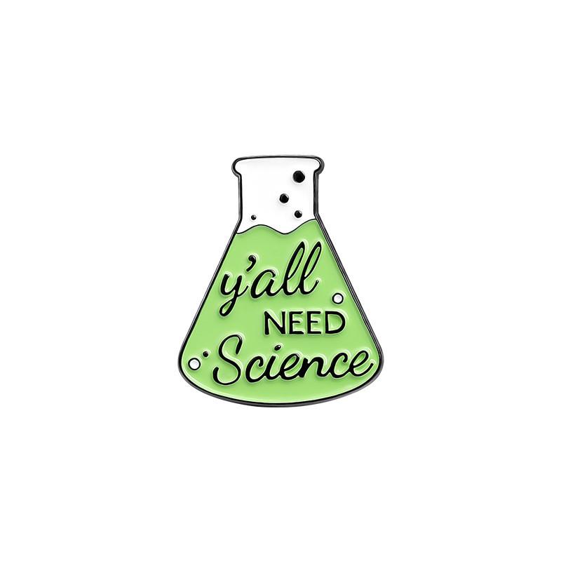 Cartoon Creative Unique Chemistry Experiment Beaker Alloy Badge Brooch For Men Women And