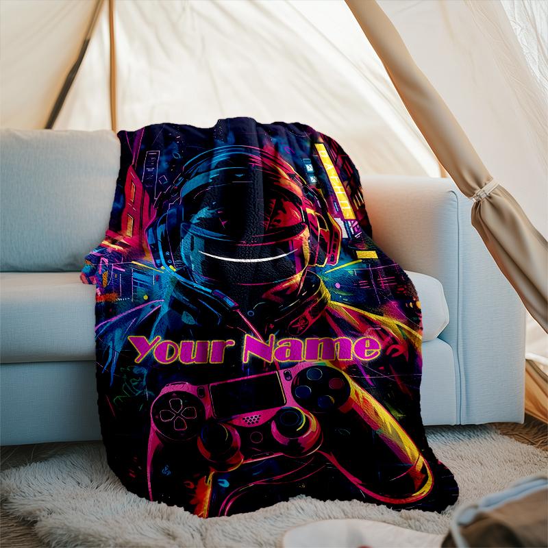 1PC Custom Name Cyberpunk Profile outdooor Flannel blankets Patterns Throw Blanket All-Season Soft Gift for Couch, Bed, Camping gifts