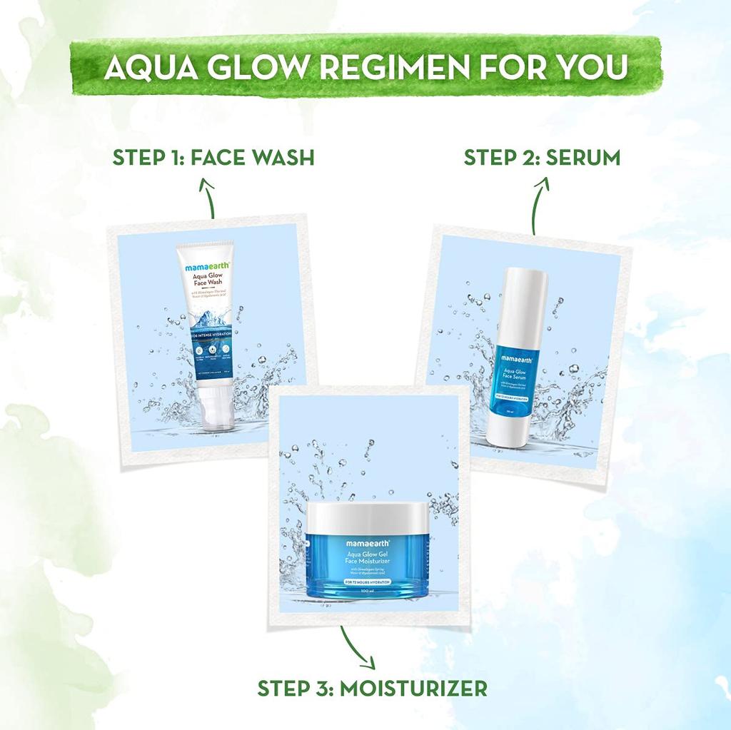 Mamaearth Aqua Glow Face Wash With Brush For Hydrated Glowing Skin | Intense Moisture Cleanser For All Skin Types | 100ml
