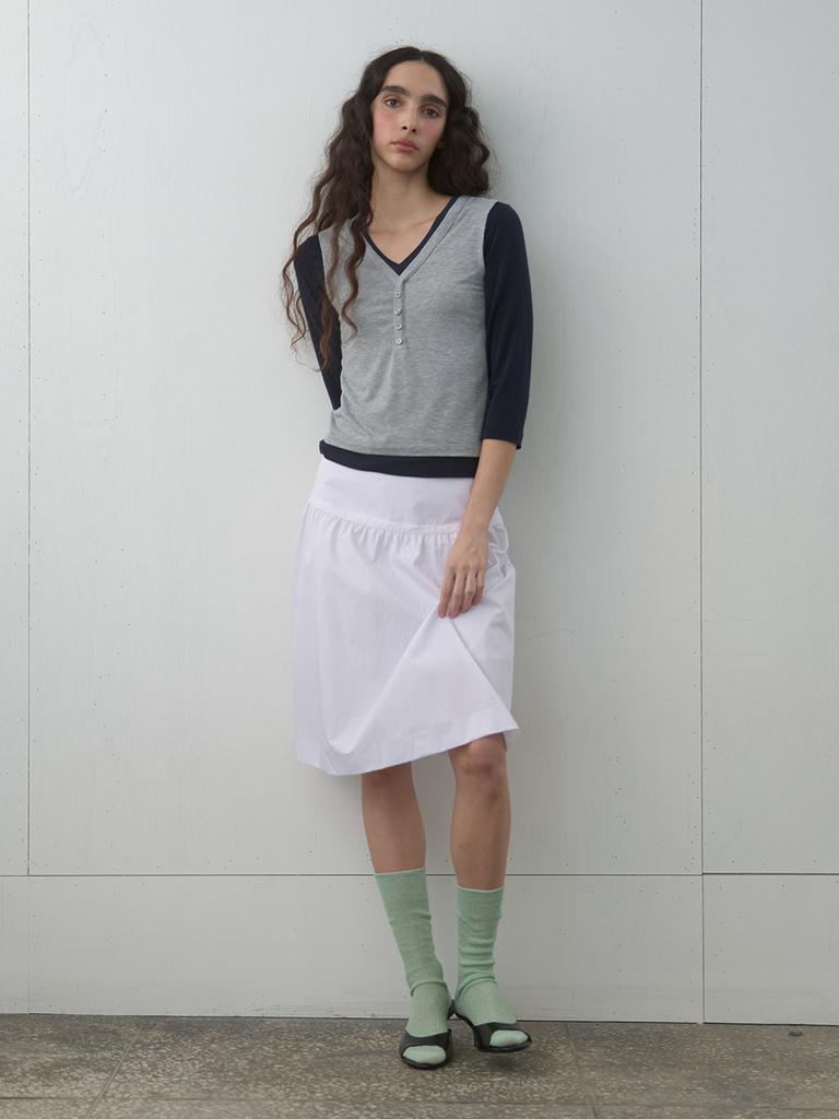KIJUN Layered V-Neck Tee Navy