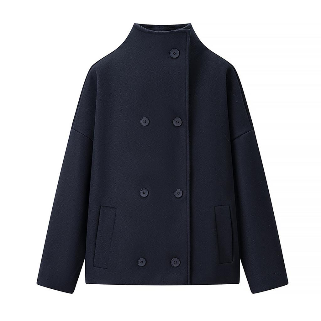 Women's Faux Suede Button Jacket Oversized Gathered Hem Short Length Coat Casual Vintage Outerwear With Pockets