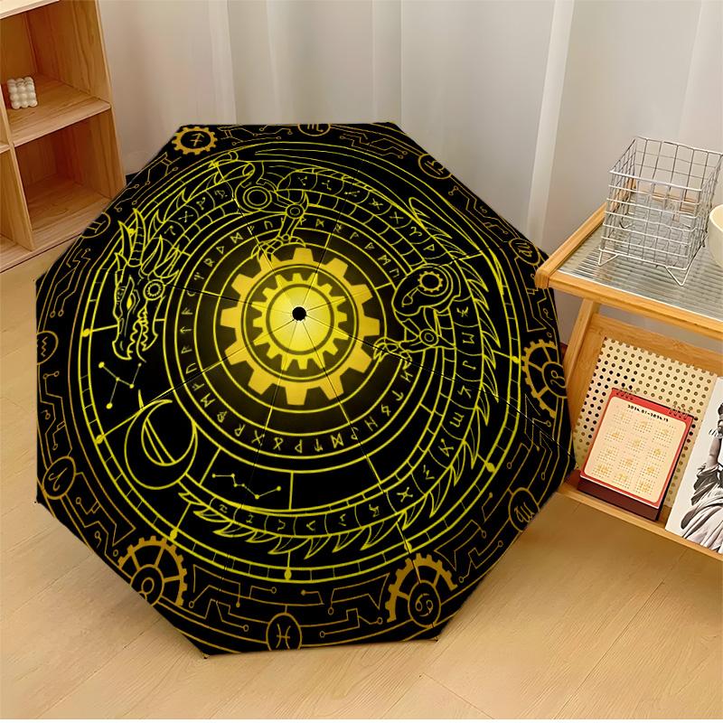 

Magical Dragon with Scroll Printed umbrella windproof folding umbrella portable sun and rain umbrella suitable for gifting