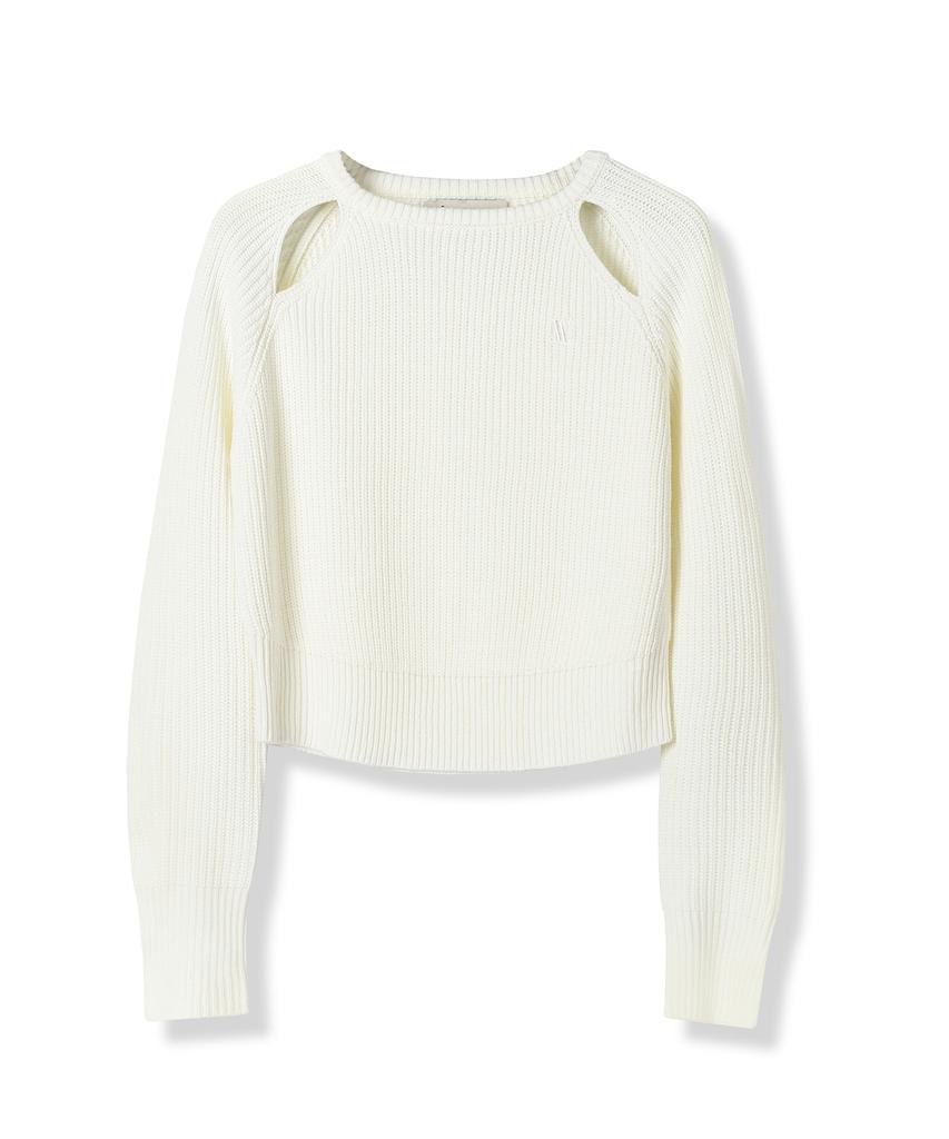 AVANDRESS Ribbed Cut-Out Knit Ivory