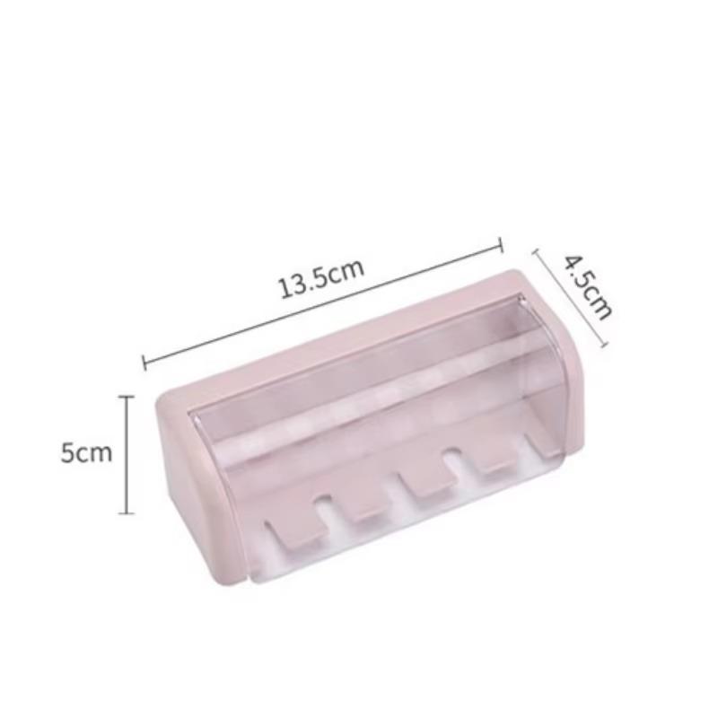 Home Punch-free 5 Holes Toothbrush Holder with Cover Dustproof Toothbrush Storage Racks Wall-mounted Home Bathroom Corner Rack
