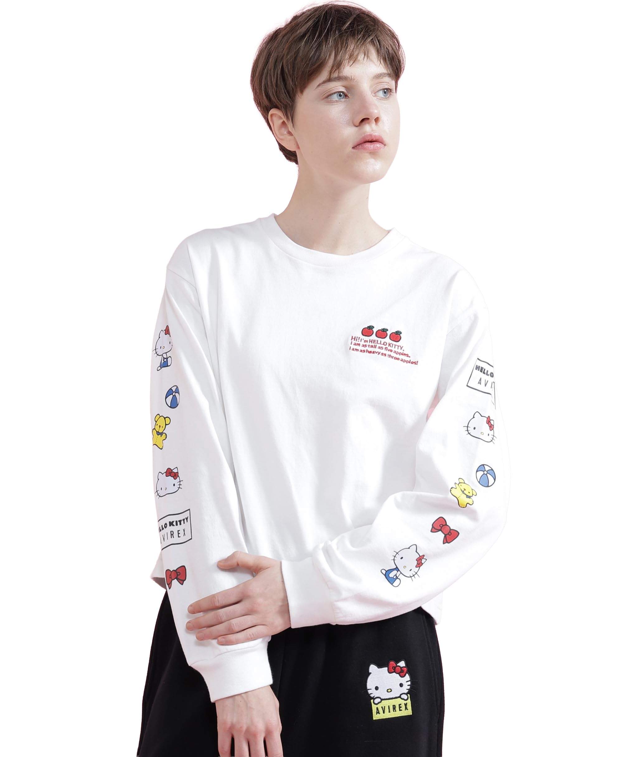 AVIREX Футболка с длинным рукавом Hello Kitty Женская M 033 Кремовый 783-6130605