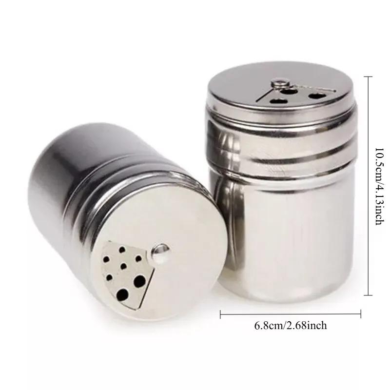 2 Pcs Stainless Steel Twist Lid Spice Shaker Salt Sugar Pepper Pepper Shaker Multipurpose Kitchen Tools