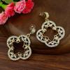 Chic Women Golden Drop Earring Crystal Hollow Out Flower Wedding Jewelry Arab Bridal Gift