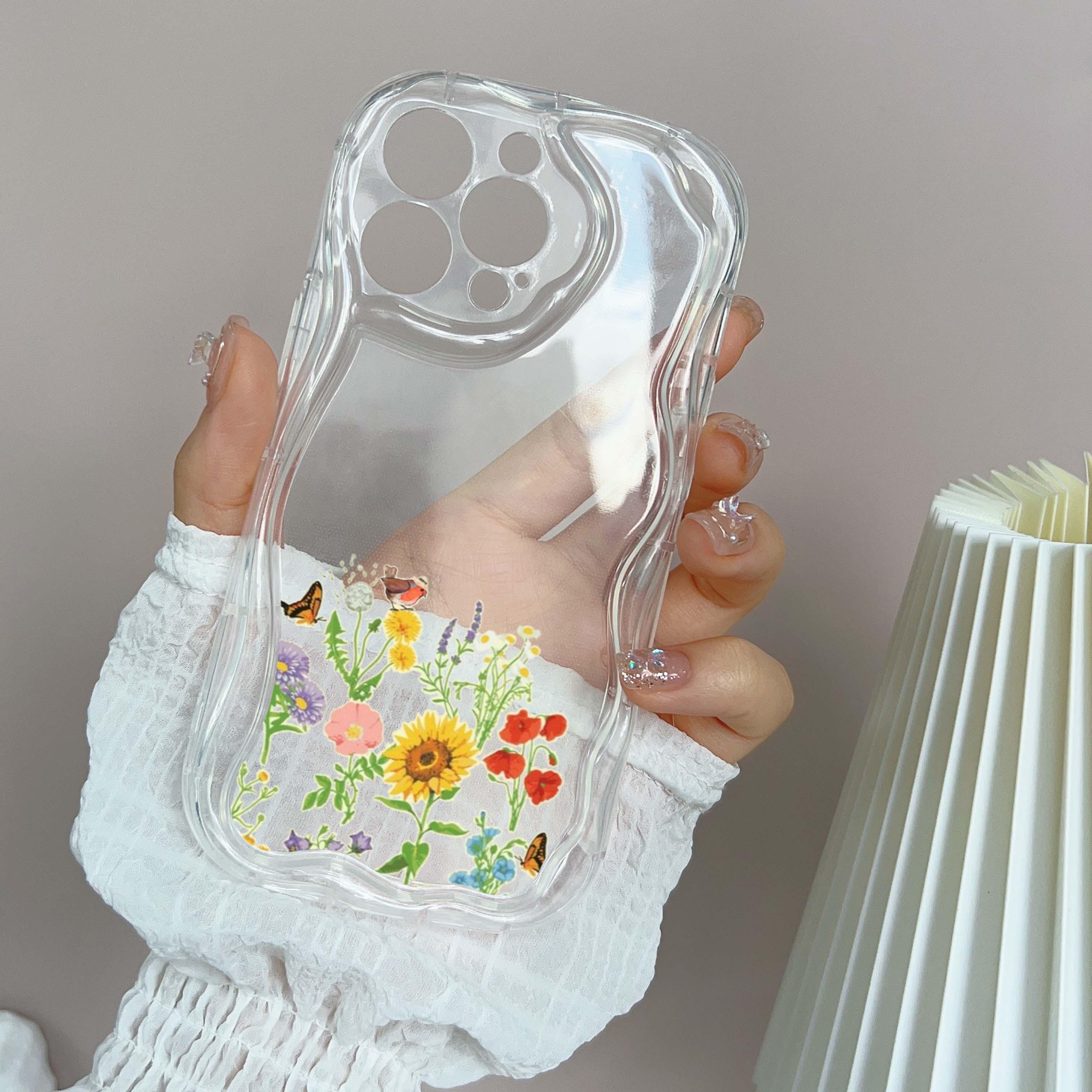 

N75 Мягкие волнистые чехлы для телефонов с бабочками и цветами для Samsung A54 A34 A13 A14 S23 S24 Ultra Xiaomi Redmi Note 13 Realme Infinix, защитный бампер Honor 90 Lite 5G