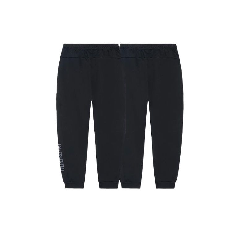 Li Ning Fitness Series Letter Print Solid Color Cuffed Sports Pants Men bottoms Black AKLS015-1
