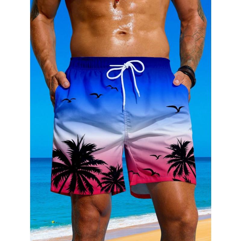 Manfinity Swimmode Men's Palm Tree Printed Beach Shorts