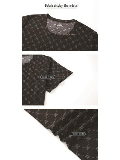 Men's Summer Ice Silk Letter B Print T-Shirt and Shorts Set - Lightweight, Soft, Comfortable, Short Sleeve.