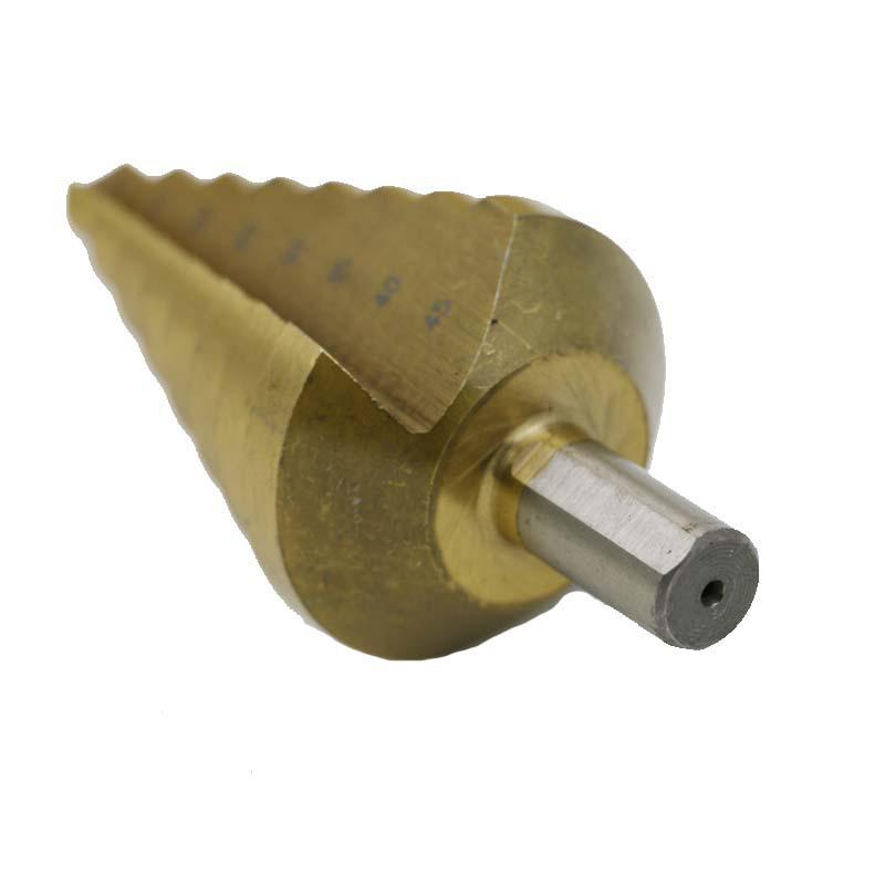 10-45MM Titanium-Plated Triangle Shank Step Drill Bit High-Speed Steel 4241