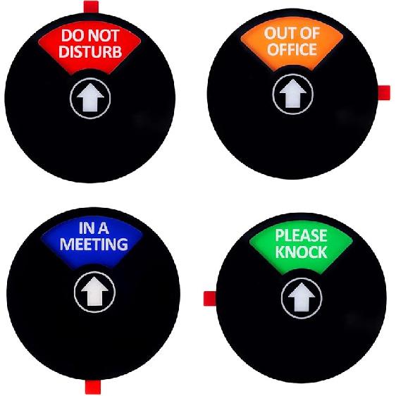 

Kichwit Privacy Sign for Office Door, Do Not Disturb, Out of Office, Please Knock, In a Meeting, Conference Sign for Offices, 5 Inch, Black чорний
