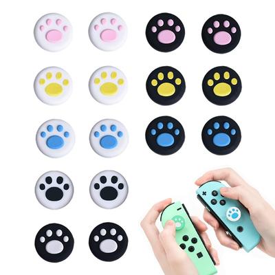 Nintendo Joystick Katzenkralle und Pfotenknopf Pfotenabdruck Silikon Controller Bequem Einfach Kompatibel mit 8 Farben Joy-Con Hüllen, Hüllen, Design,
