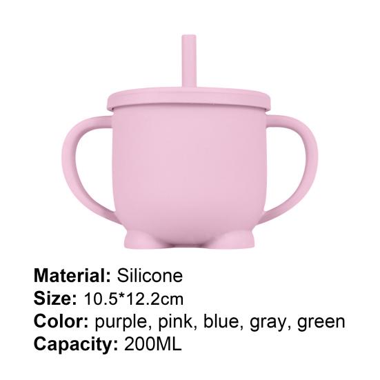 200ML Straw Cup Unbreakable Leakproof Silicone Anti-rupture Toddler Sippy Bottle Kids
