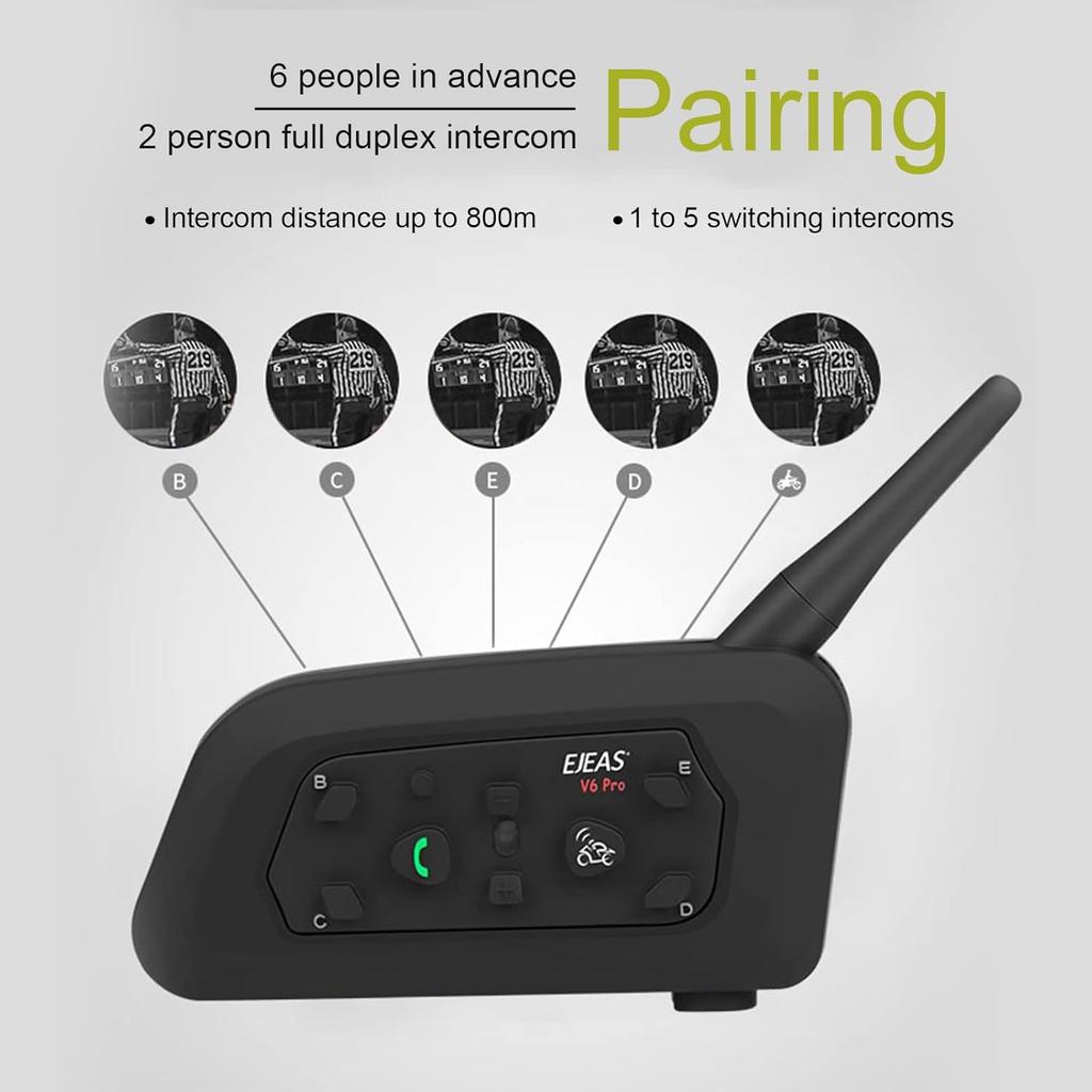 2Set EJEAS V6C PRO+ Football 2 Referee Bluetooth Intercom Arbitration Earhook Full Duplex Earphone Headset Conference Headphone