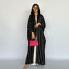 MQ161 Women's Zebra Striped Long Cardigan Abaya - Cross-Border Fashion for Europe & America