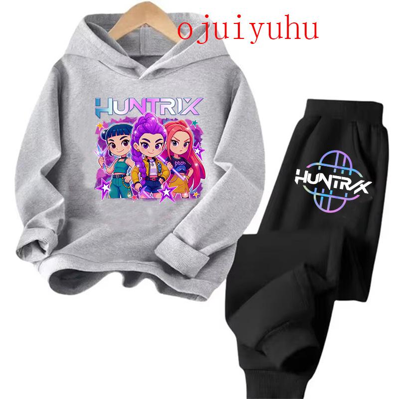 Children's Hoodie Movie Korean Style Sets Children Hoodies Kpop Demon Hunters Pullover Sweatshirt Trucksuit Cartoon Clothes